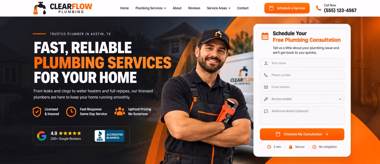 clearflow plumbing home page
