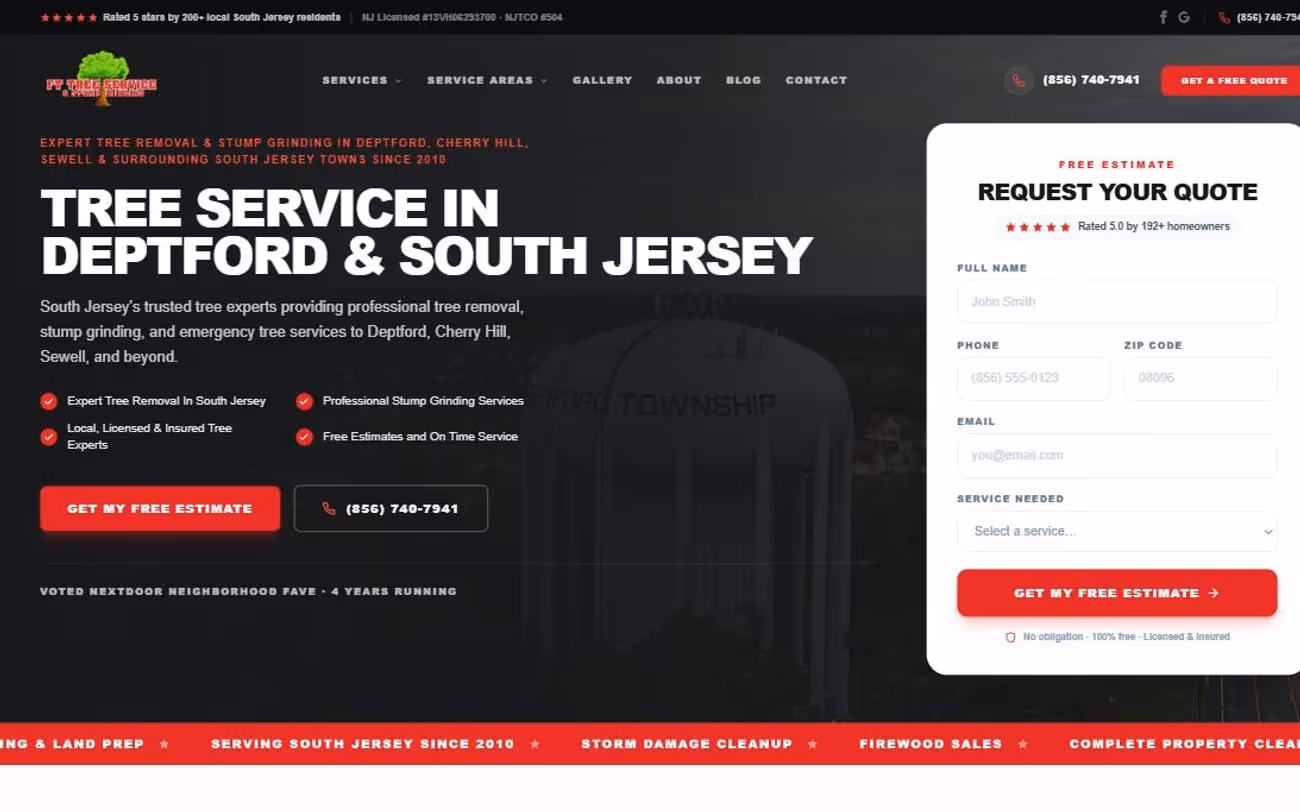 FT Stump Grinding and Tree Service home page — tree care in Deptford, New Jersey