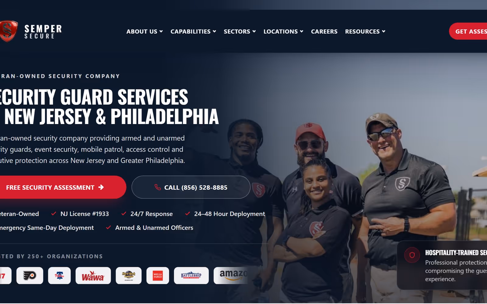 Semper Secure home page — security guard services in New Jersey and Philadelphia